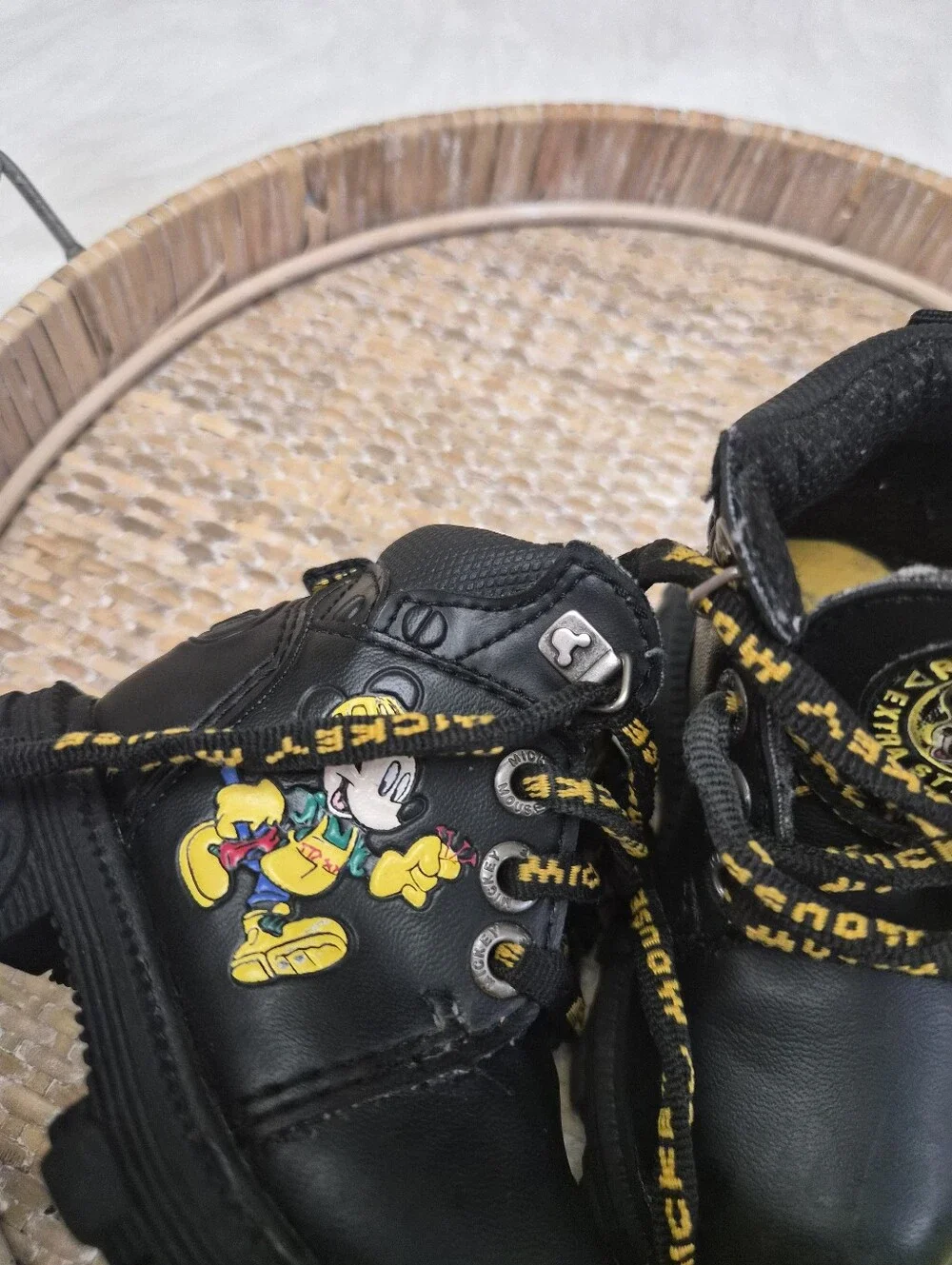 Vintage Baby Mickey For Kids Black Ankle Booties Shoes Size 5, Mickey Mouse